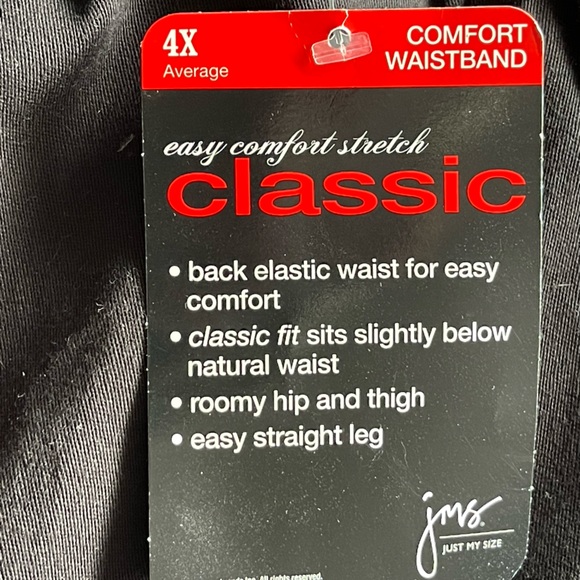 NEW 4X JMS (Just My Size) elastic waist cotton pants w/ pockets. - Picture 4 of 6